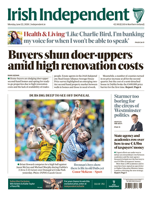 Prima pagina Irish Independent di oggi - Quotidiano estero