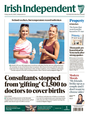 Prima pagina Irish Independent di oggi - Quotidiano estero