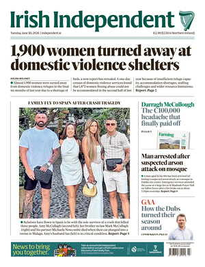 Prima pagina Irish Independent di oggi - Quotidiano estero