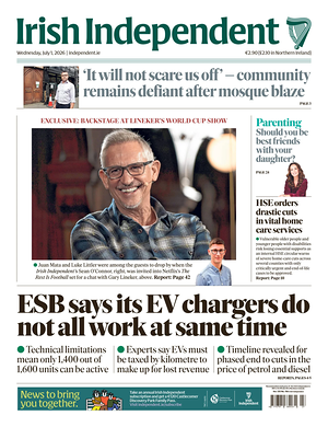 Prima pagina Irish Independent di oggi - Quotidiano estero
