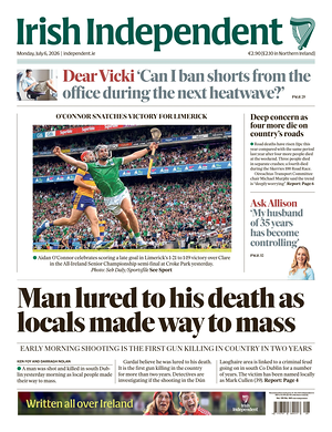Prima pagina Irish Independent di oggi - Quotidiano estero