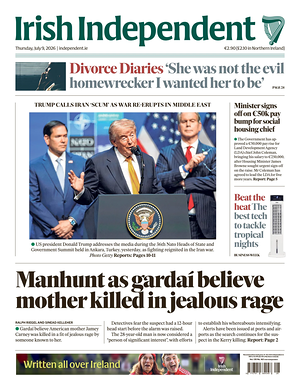 Prima pagina Irish Independent di oggi - Quotidiano estero