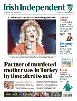 Prima pagina Irish Independent di oggi - Quotidiano estero