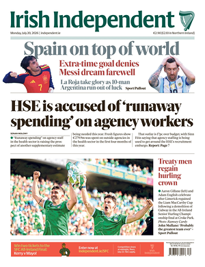 Prima pagina Irish Independent di oggi - Quotidiano estero