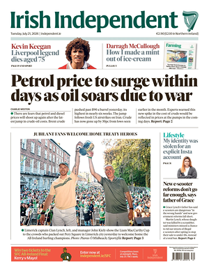 Prima pagina Irish Independent di oggi - Quotidiano estero