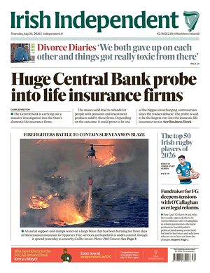 Prima pagina Irish Independent di oggi - Quotidiano estero