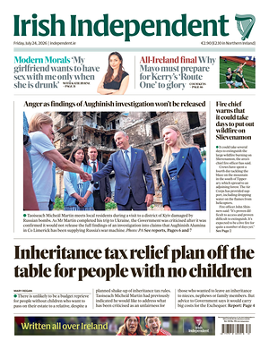 Prima pagina Irish Independent di oggi - Quotidiano estero
