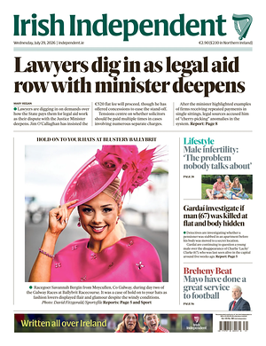 Prima pagina Irish Independent di oggi - Quotidiano estero