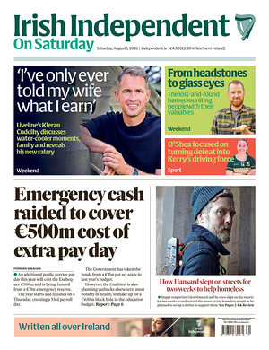Prima pagina Irish Independent di oggi - Quotidiano estero