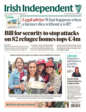 Prima pagina Irish Independent di oggi - Quotidiano estero