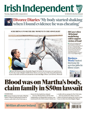 Prima pagina Irish Independent di oggi - Quotidiano estero