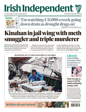 Prima pagina Irish Independent di oggi - Quotidiano estero