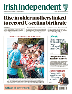 Prima pagina Irish Independent di oggi - Quotidiano estero