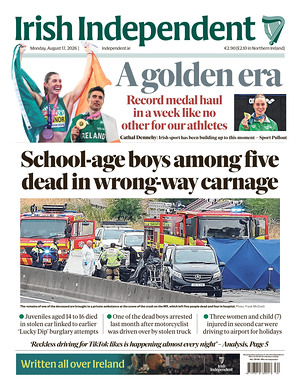 Prima pagina Irish Independent di oggi - Quotidiano estero