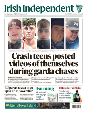 Prima pagina Irish Independent di oggi - Quotidiano estero