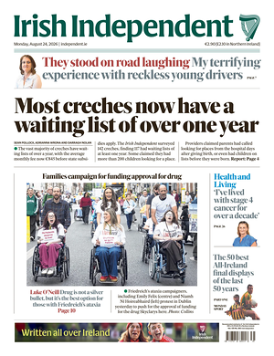 Prima pagina Irish Independent di oggi - Quotidiano estero