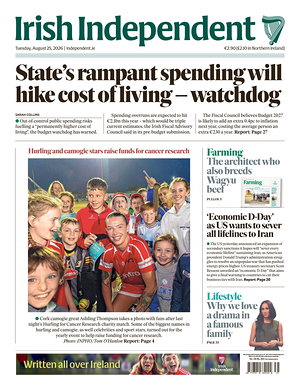 Prima pagina Irish Independent di oggi - Quotidiano estero