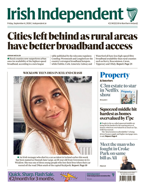 Prima pagina Irish Independent di oggi - Quotidiano estero