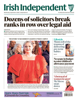 Prima pagina Irish Independent di oggi - Quotidiano estero