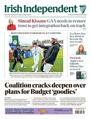 Prima pagina Irish Independent di oggi - Quotidiano estero