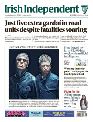 Prima pagina Irish Independent di oggi - Quotidiano estero