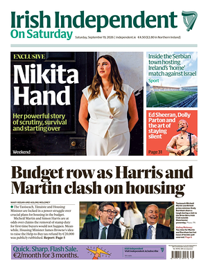 Prima pagina Irish Independent di oggi - Quotidiano estero