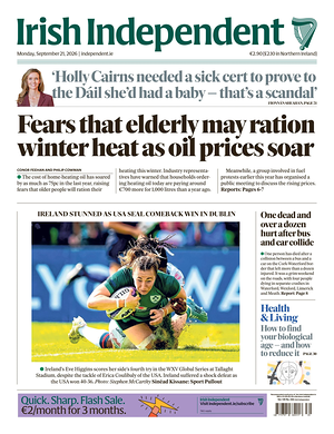 Prima pagina Irish Independent di oggi - Quotidiano estero