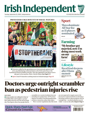 Prima pagina Irish Independent di oggi - Quotidiano estero