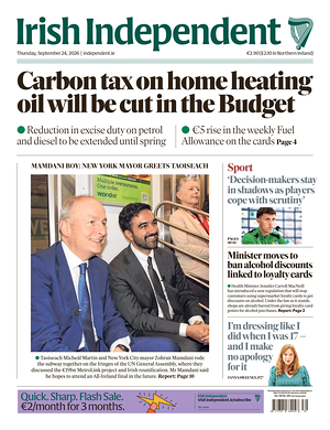 Prima pagina Irish Independent di oggi - Quotidiano estero