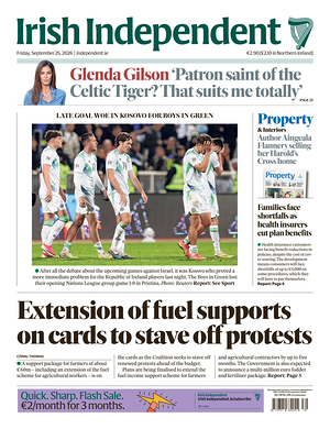 Prima pagina Irish Independent di oggi - Quotidiano estero