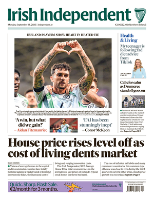 Prima pagina Irish Independent di oggi - Quotidiano estero