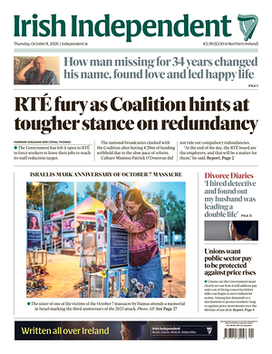 Prima pagina Irish Independent di oggi - Quotidiano estero