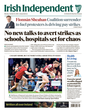 Prima pagina Irish Independent di oggi - Quotidiano estero