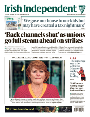 Prima pagina Irish Independent di oggi - Quotidiano estero
