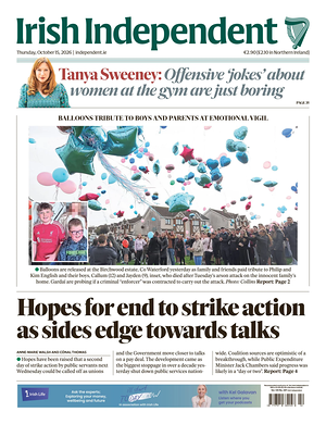 Prima pagina Irish Independent di oggi - Quotidiano estero