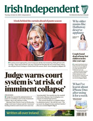 Prima pagina Irish Independent di oggi - Quotidiano estero