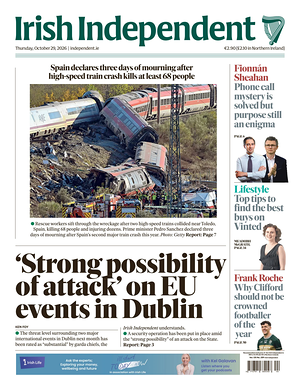 Prima pagina Irish Independent di oggi - Quotidiano estero