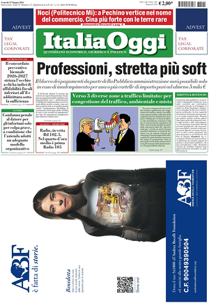 Prima pagina ItaliaOggi di oggi - Quotidiano finanza
