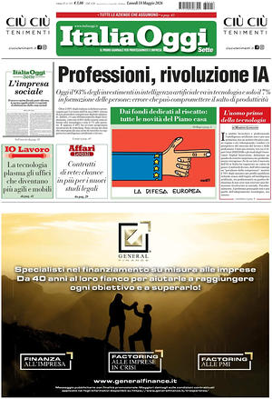 Prima pagina ItaliaOggi di oggi - Quotidiano finanza