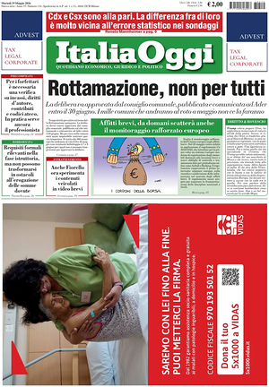 Prima pagina ItaliaOggi di oggi - Quotidiano finanza
