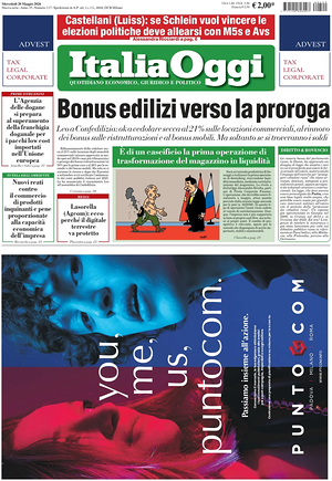 Prima pagina ItaliaOggi di oggi - Quotidiano finanza
