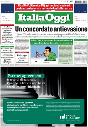 Prima pagina ItaliaOggi di oggi - Quotidiano finanza