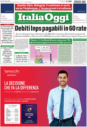 Prima pagina ItaliaOggi di oggi - Quotidiano finanza