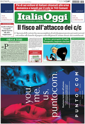 Prima pagina ItaliaOggi di oggi - Quotidiano finanza