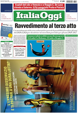 Prima pagina ItaliaOggi di oggi - Quotidiano finanza