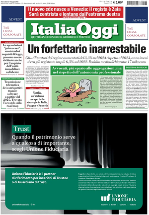 Prima pagina ItaliaOggi di oggi - Quotidiano finanza