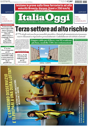 Prima pagina ItaliaOggi di oggi - Quotidiano finanza