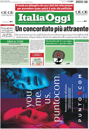 Prima pagina ItaliaOggi di oggi - Quotidiano finanza