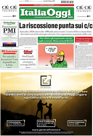 Prima pagina ItaliaOggi di oggi - Quotidiano finanza
