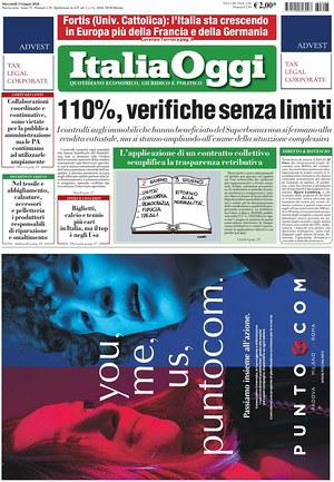 Prima pagina ItaliaOggi di oggi - Quotidiano finanza